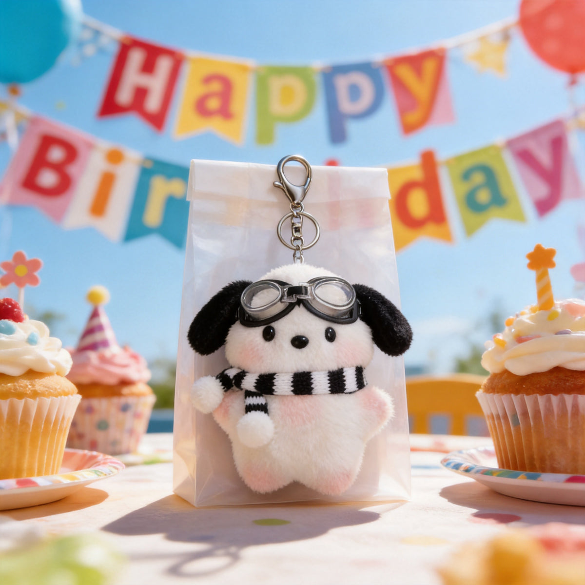 Soft Puppy Plush Keychain, Sturdy Clasp, Goody Bag Stuffers for Kids