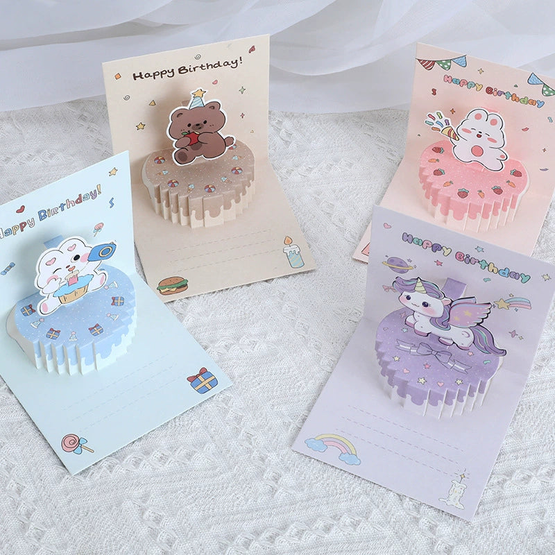 3D pop-up cake card with multi-color design, ideal for birthday celebrations, invitations, or gifts