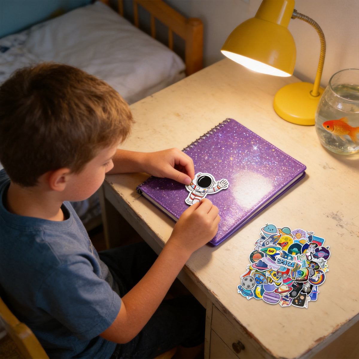 50 Pcs Space-Themed Sticker Pack Astronaut Rocket All Ages Waterproof