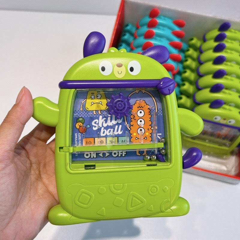 Mini pinball machine toy with spring-loaded flippers - compact arcade game for kids' desktop play