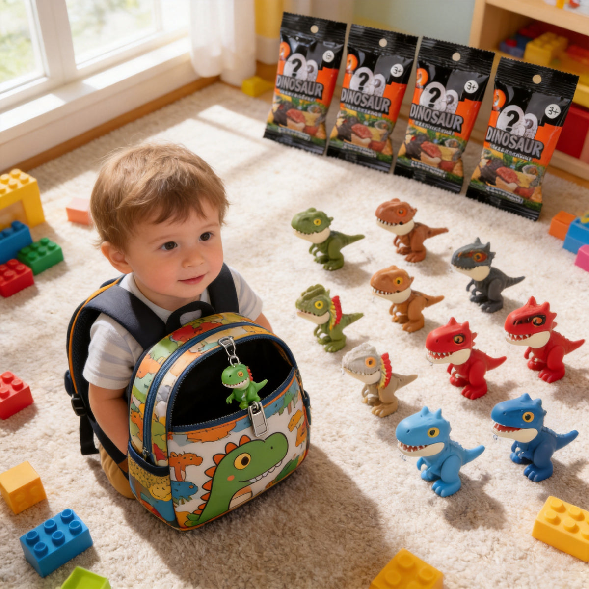 Blind Bag Mini Dinosaur Toy, Non-Toxic BPA-Free Plastic, 1 Random Figure (Images Show Full Collection), Articulated Biting Mouth, Dino Party Favors Goodie Bag Stuffers Classroom Rewards for Kids Ages 3+
